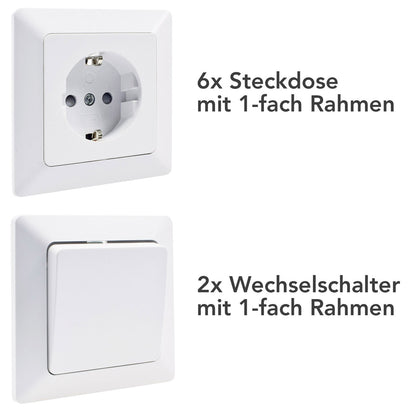 MILOS Starter-Kit, 16-teilig, weiß matt 6x Steckdose, 2x Schalter, Klemmanschl.
