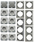 DELPHI Starter-Kit, 16-tlg "PRO", Silber 8x Steckdose, 2x Schalter, Klemmanschluß