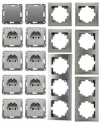 DELPHI Starter-Kit, 16-tlg "PRO", Silber 8x Steckdose, 2x Schalter, Klemmanschluß