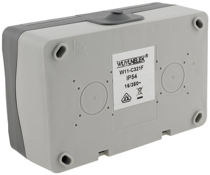 NUQUI Feuchtraum Doppel-Steckdose horiz. IP54, Aufputz, 250V~/ 16A