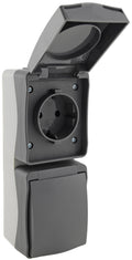 NUQUI Feuchtraum Doppel-Steckdose verti. IP54, Aufputz, 250V~/ 16A
