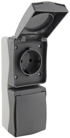 NUQUI Feuchtraum Doppel-Steckdose verti. IP54, Aufputz, 250V~/ 16A