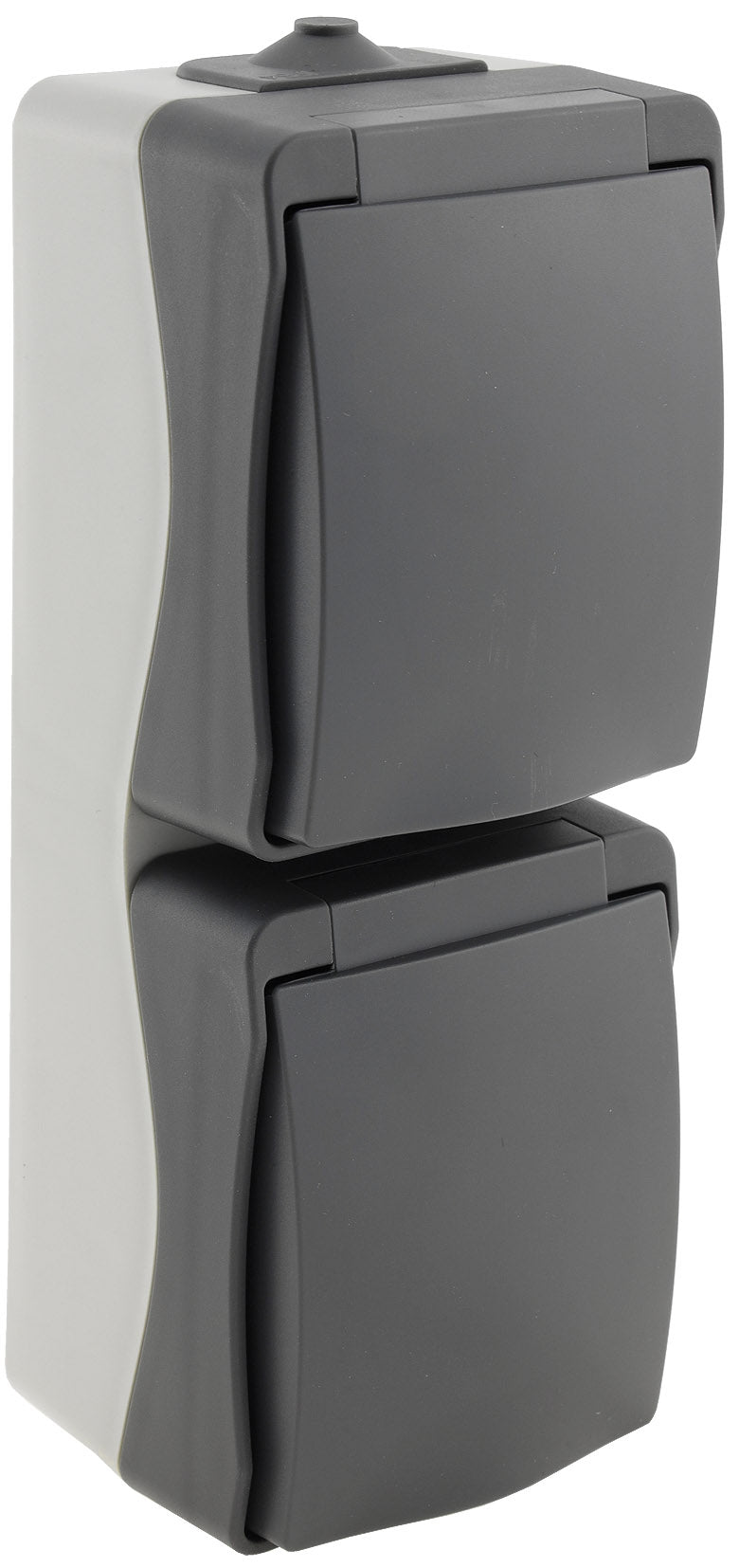 NUQUI Feuchtraum Doppel-Steckdose verti. IP54, Aufputz, 250V~/ 16A