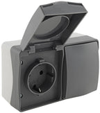 NUQUI Feuchtraum Schalter & Steckdose IP54, Aufputz, 250V~/ 10A/16A Horizontal
