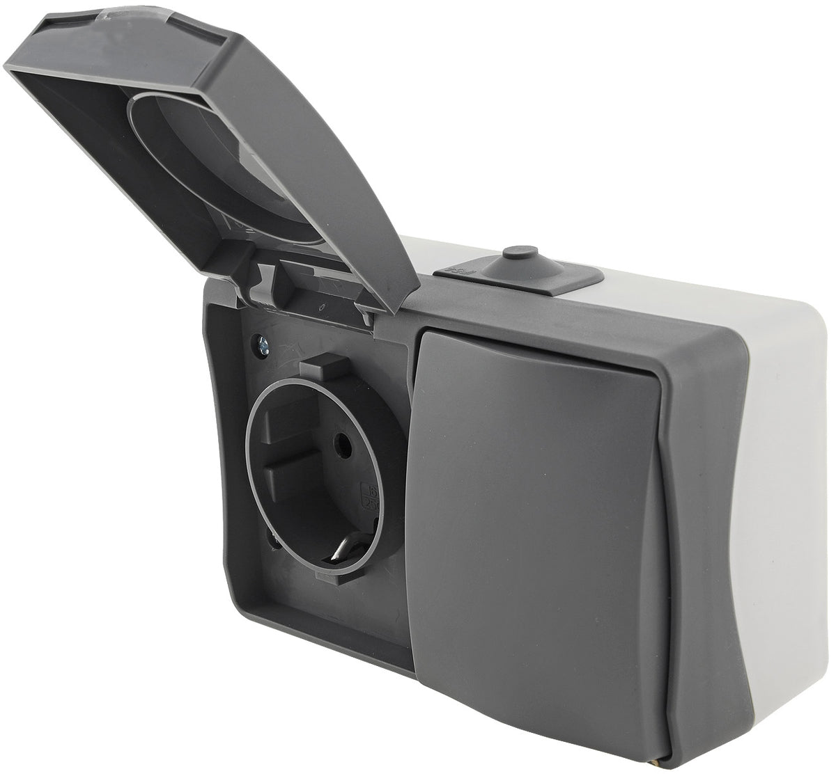 NUQUI Feuchtraum Schalter & Steckdose IP54, Aufputz, 250V~/ 10A/16A Horizontal