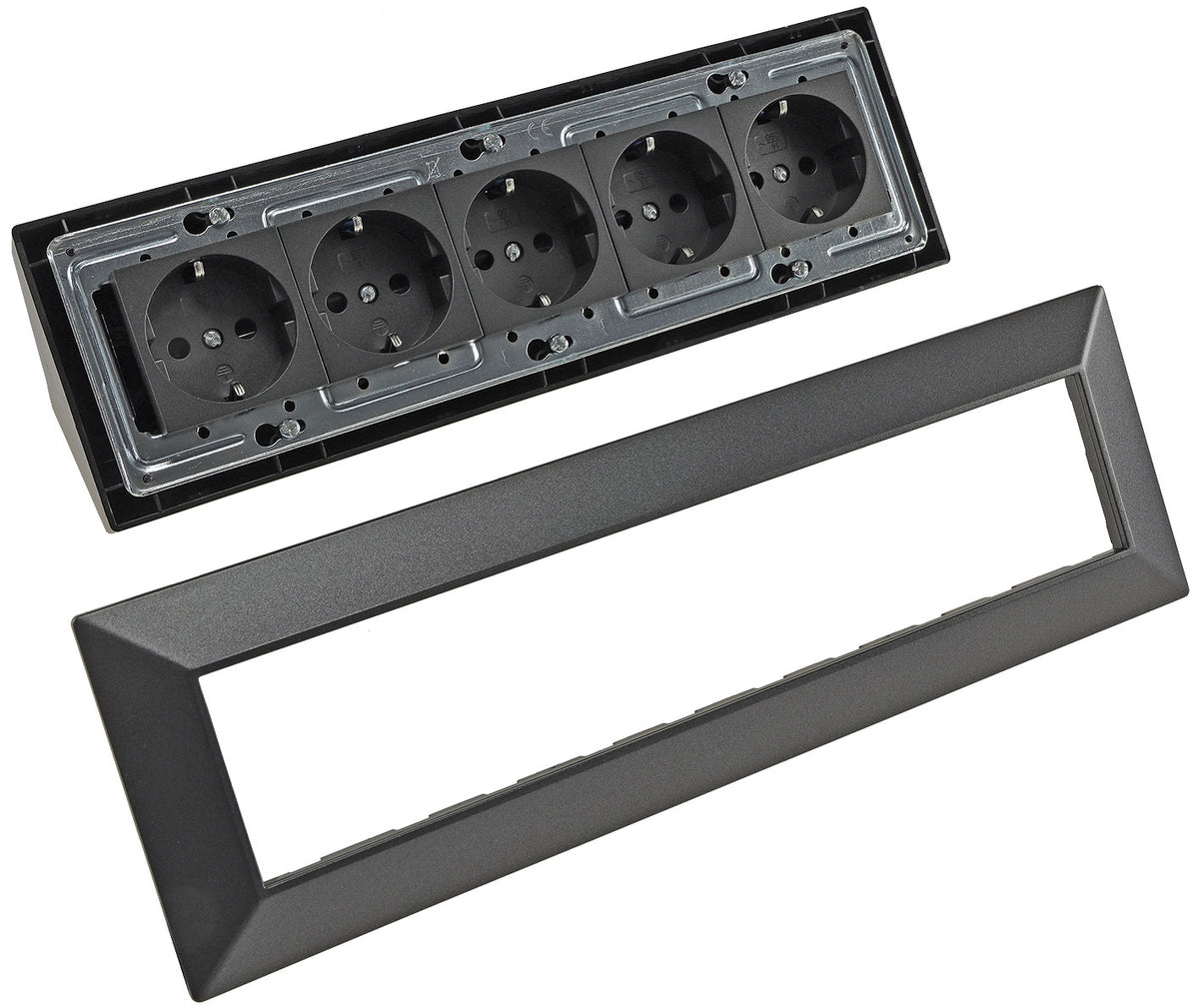 5-fach Steckdosenblock, anthrazit 250V~/ 16A, Aufbaumontage