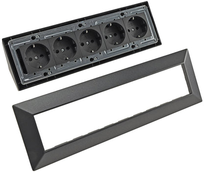 5-fach Steckdosenblock, anthrazit 250V~/ 16A, Aufbaumontage