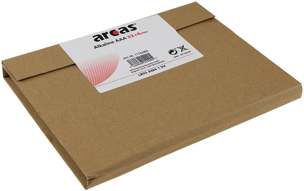 Micro-Batterien ARCAS Alkaline Typ AAA/LR03, 1,5V, 36er Flat-Pack