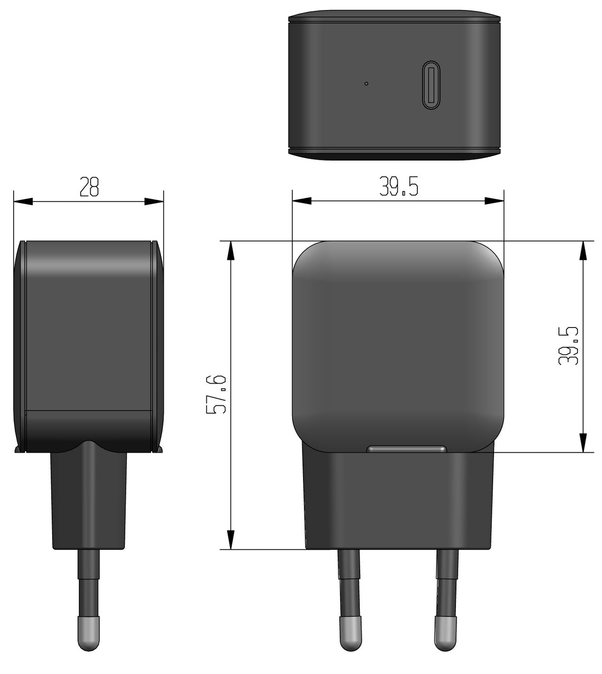 Stecker-Netzteil mit USB-C "CTN-PD20" Ein 100-240V~, 5V/9V/12V, 20W