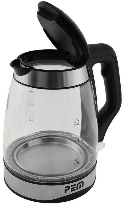 Wasserkocher aus Edelstahl & Glas 1,7 Liter, 2000W