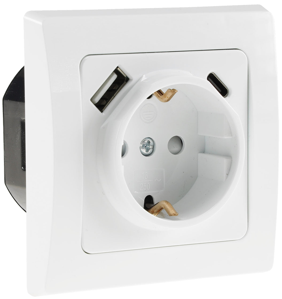 DELPHI Schutzkontakt-Steckdose, weiß 250V~/ 16A, Unterputz, USB-C / PD