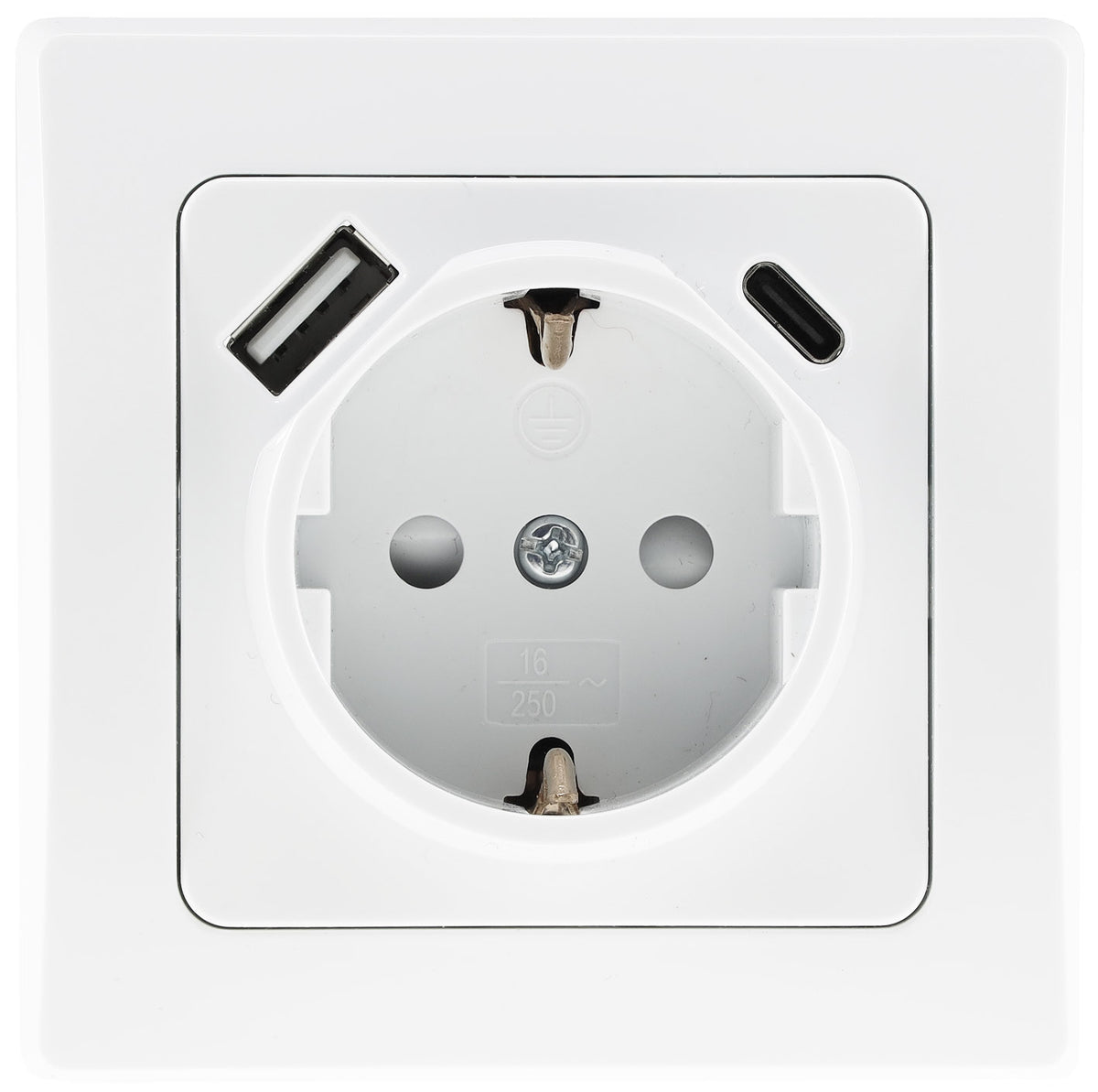 DELPHI Schutzkontakt-Steckdose, weiß 250V~/ 16A, Unterputz, USB-C / PD