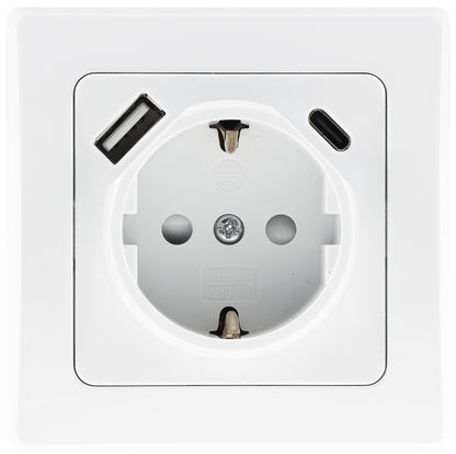 DELPHI Schutzkontakt-Steckdose, weiß 250V~/ 16A, Unterputz, USB-C / PD