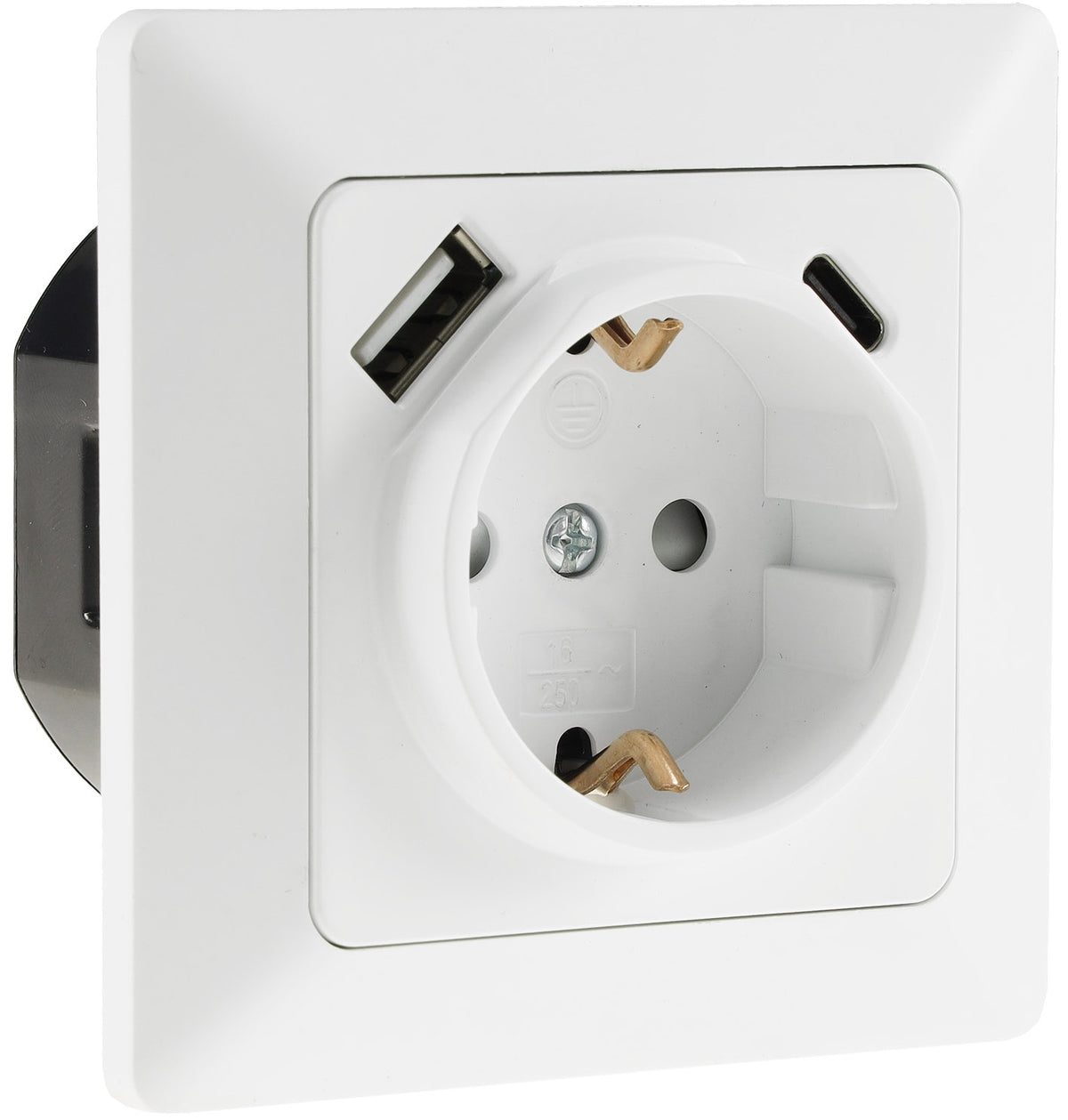 MILOS Schutzkontakt-Steckdose, matt weiß 250V~/ 16A, Unterputz, USB-C / PD