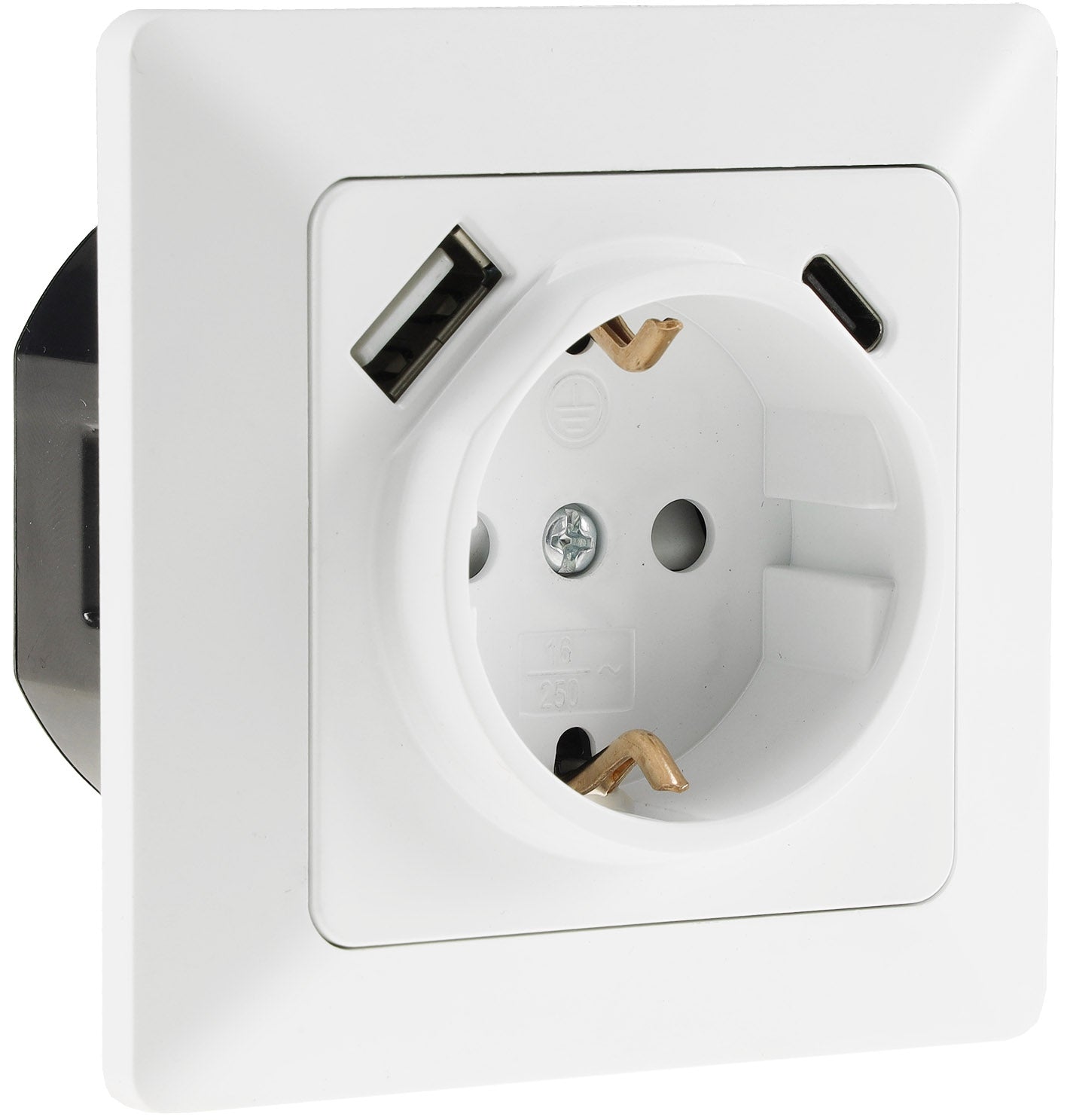 MILOS Schutzkontakt-Steckdose, matt weiß 250V~/ 16A, Unterputz, USB-C / PD