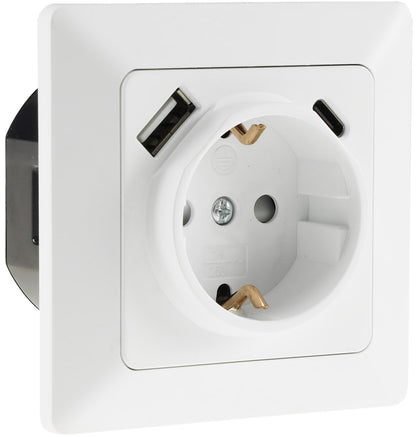 MILOS Schutzkontakt-Steckdose, matt weiß 250V~/ 16A, Unterputz, USB-C / PD