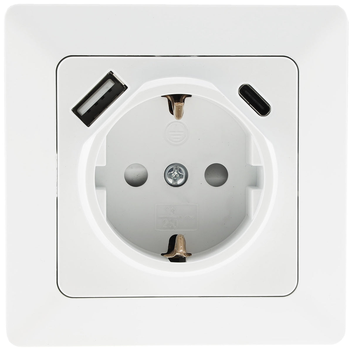 MILOS Schutzkontakt-Steckdose, matt weiß 250V~/ 16A, Unterputz, USB-C / PD