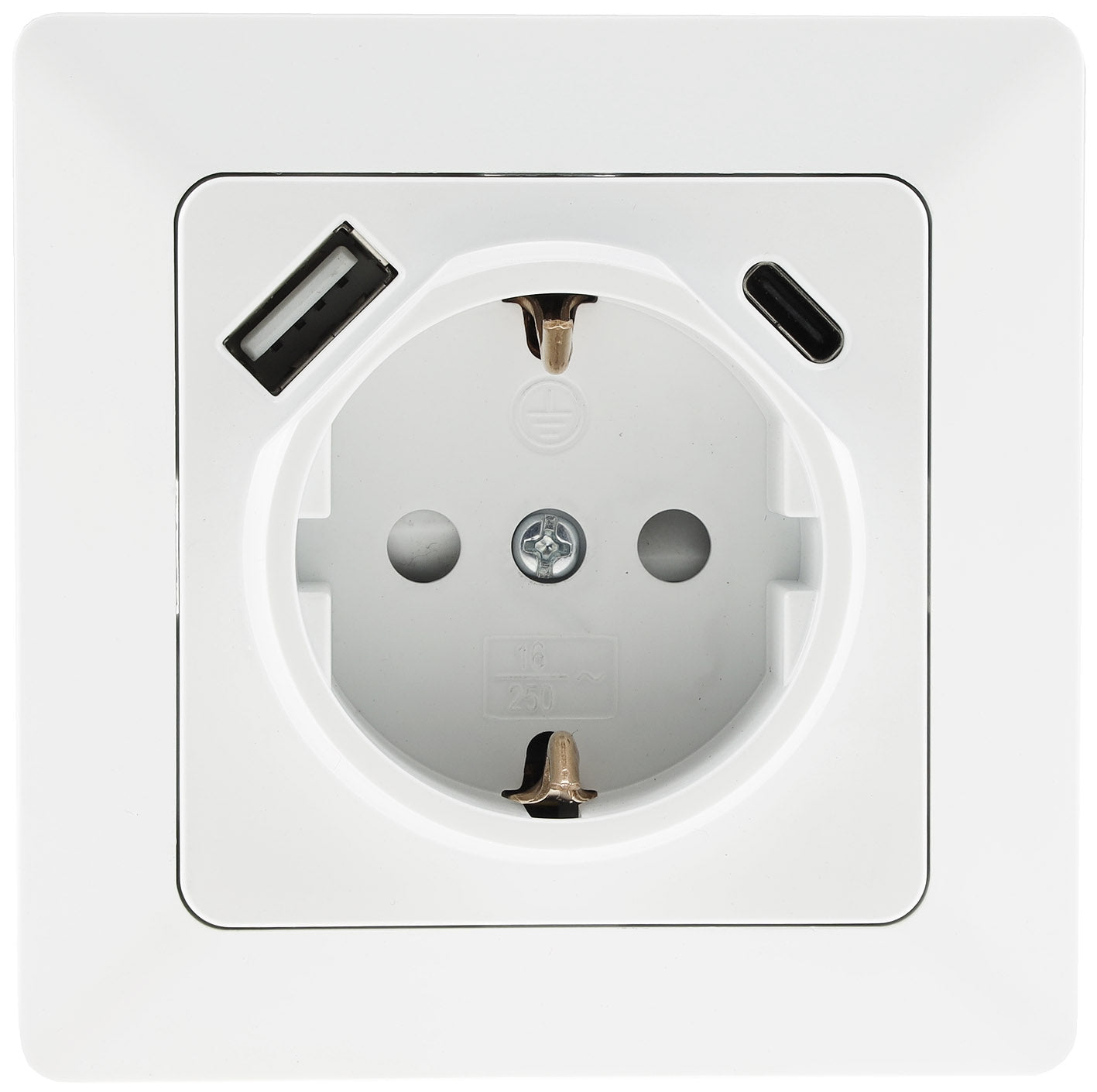 MILOS Schutzkontakt-Steckdose, matt weiß 250V~/ 16A, Unterputz, USB-C / PD