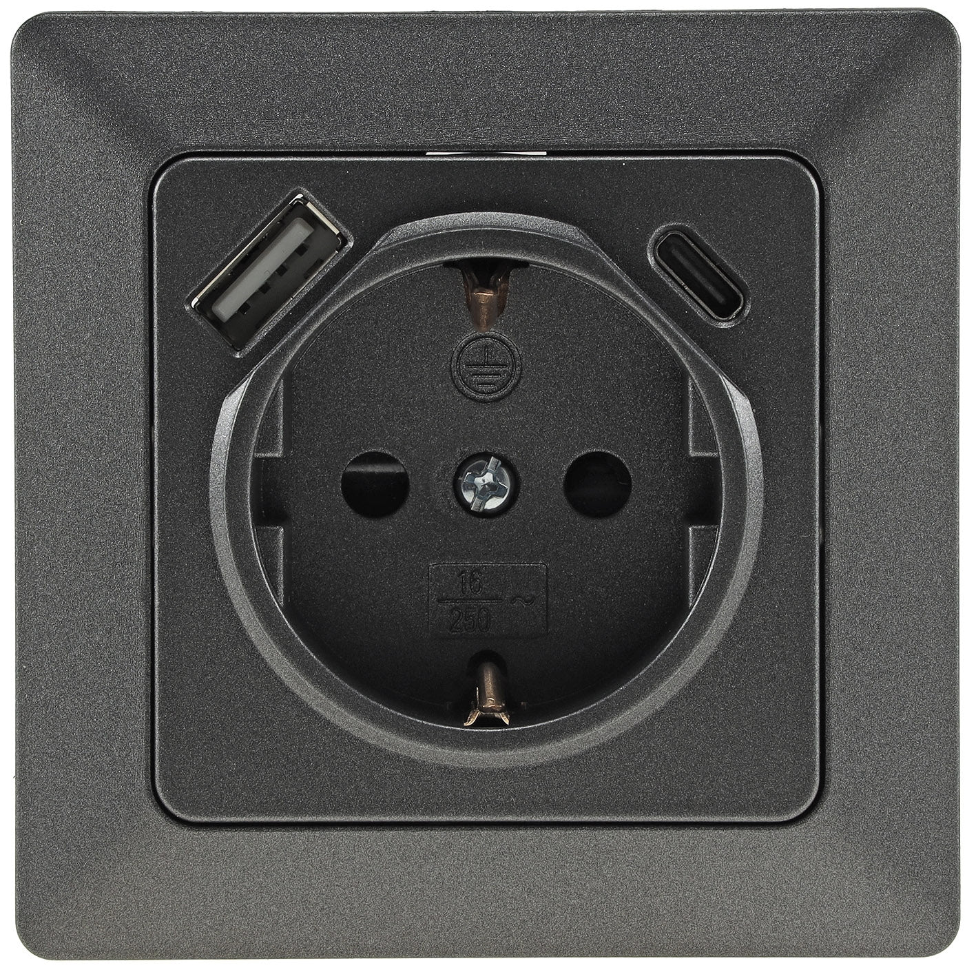 MILOS Schutzkontakt-Steckdose, anthrazit 250V~/ 16A, Unterputz, USB-C / PD