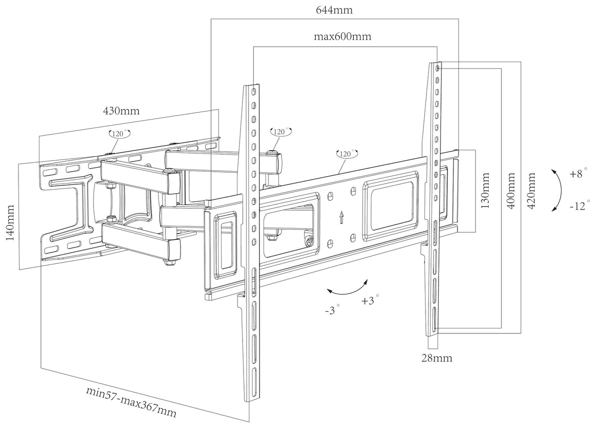 TV-Wandhalter "CT-70 SN" 30-70" / 76-178cm, schwenkbar, max 35kg