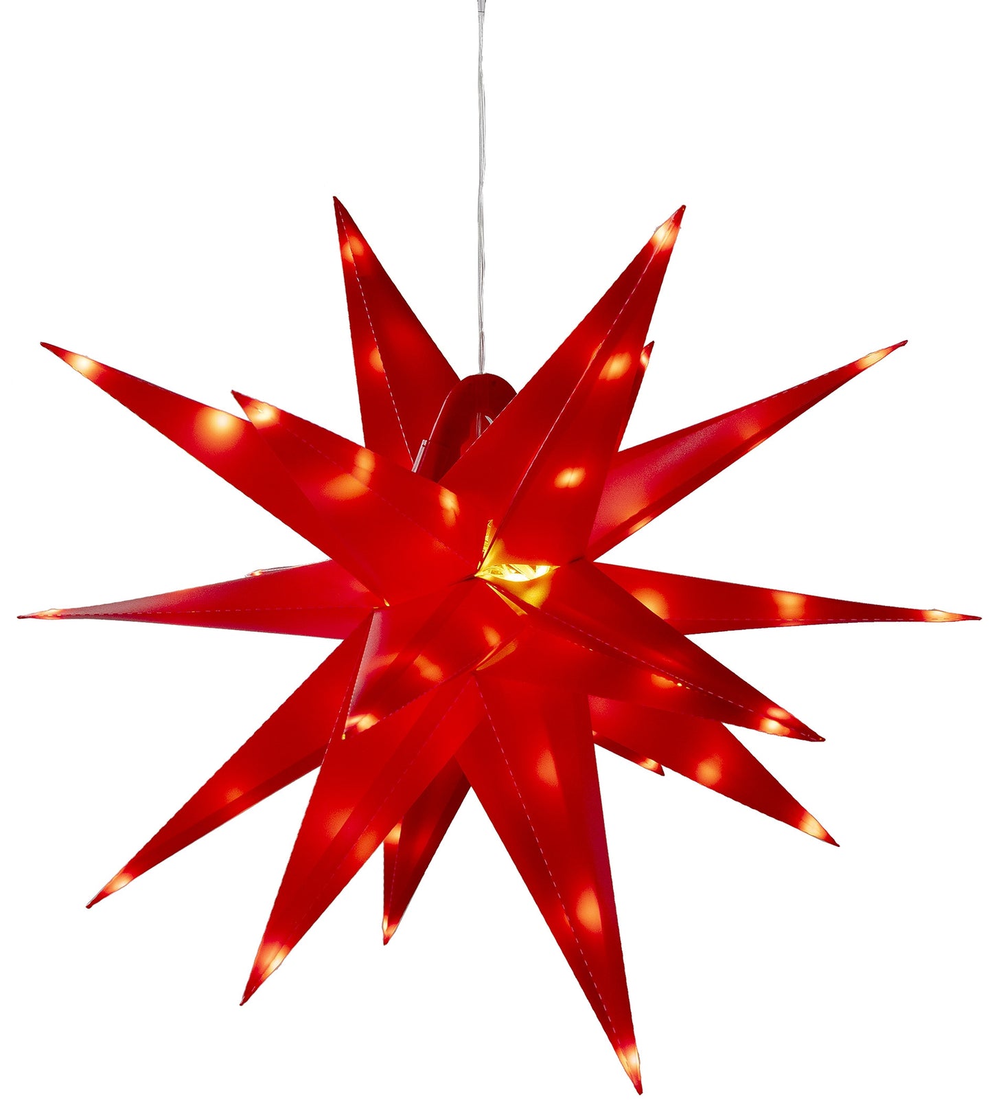 Großer 3D Weihnachtsstern rot, 56cm 72 warmweiße LEDs, Batteriebetrieb