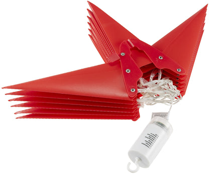 Großer 3D Weihnachtsstern rot, 56cm 72 warmweiße LEDs, Batteriebetrieb