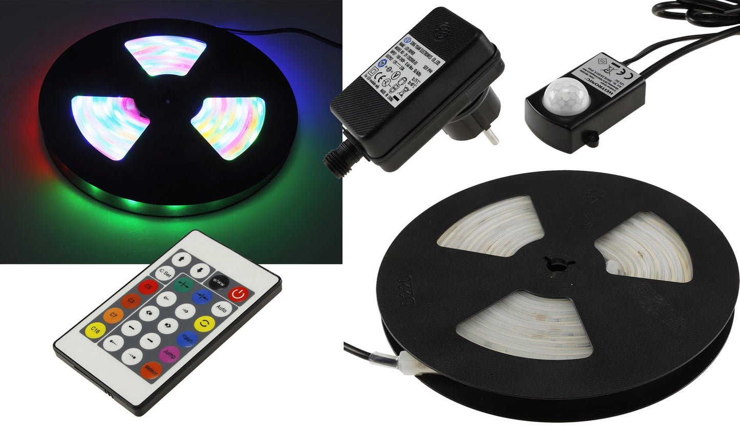 RGBww LED-Stripe Set 5m + FB Lauflichtfunktion, IP44, mit Netzteil