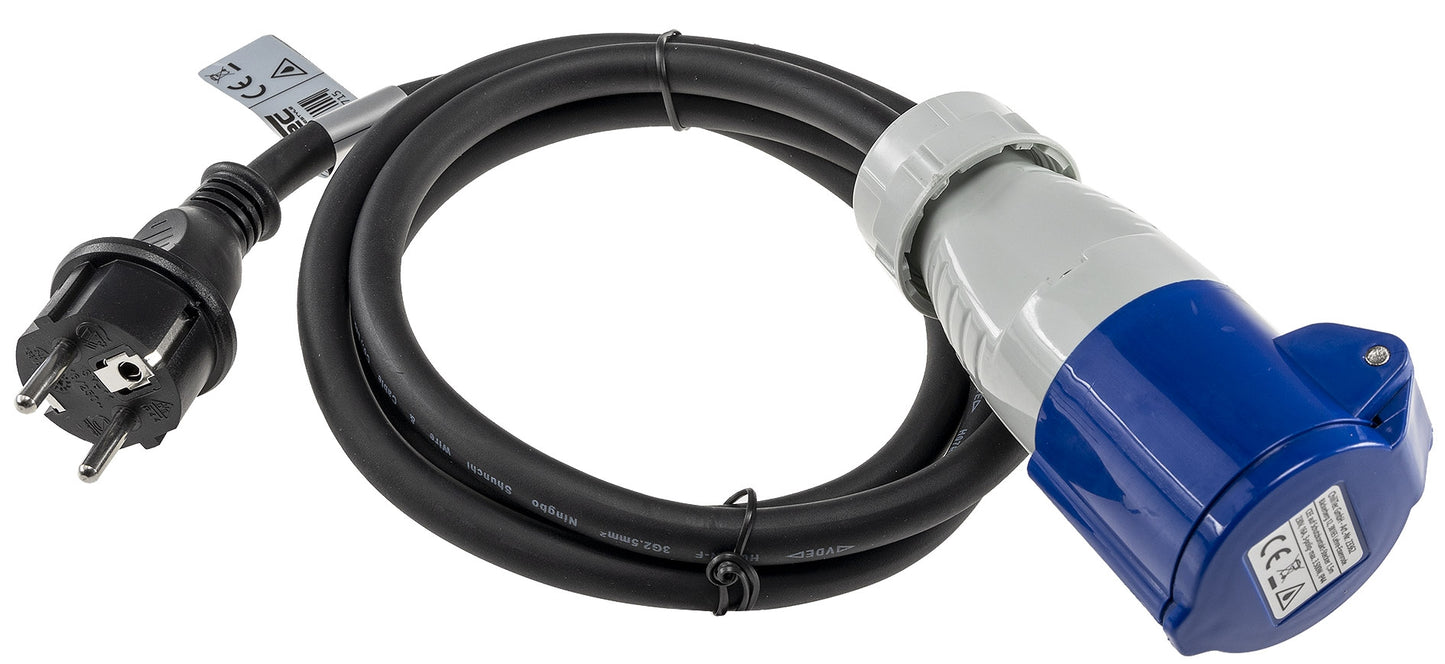 CEE auf Schutzkontakt-Stecker 1,5m 230V, Adapter für Wohnwagen, Camping