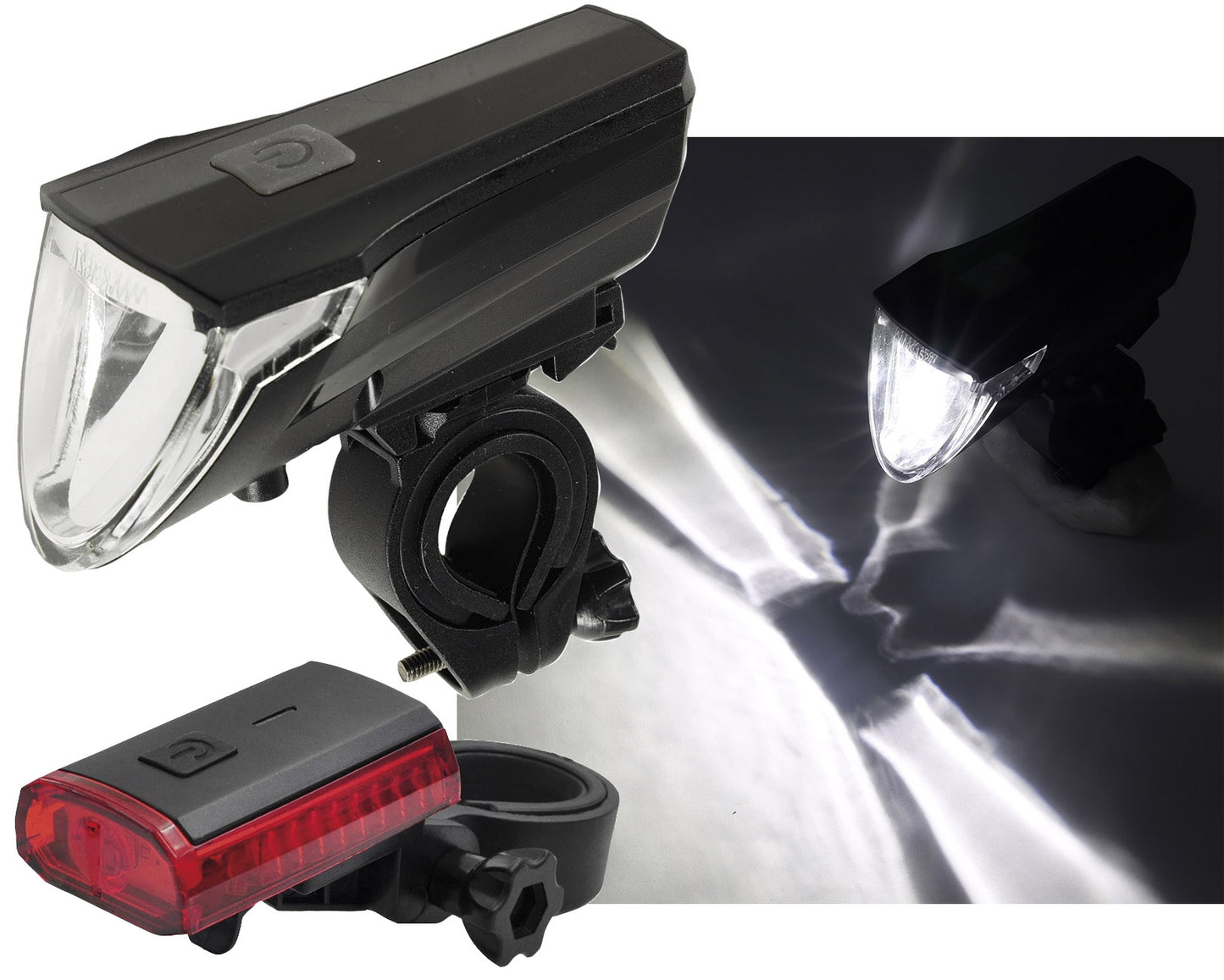 Fahrrad LED-Beleuchtungsset "CFL 60 pro" 60Lux, StVZO zugelassen, Lithium-Akku