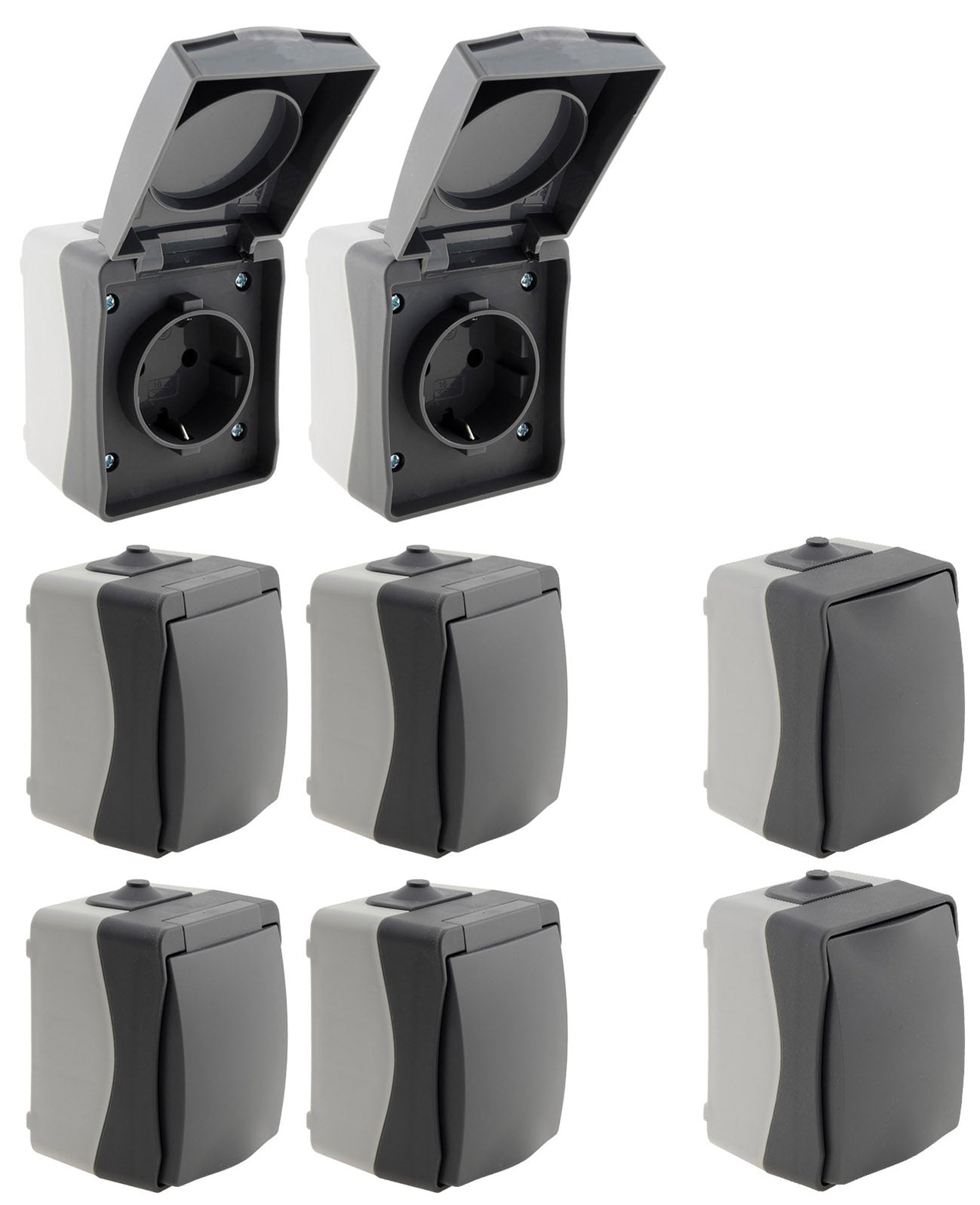 NUQUI Feuchtraum Starter-Kit 8-teilig, IP54, Aufputz, 250V~/ 16A