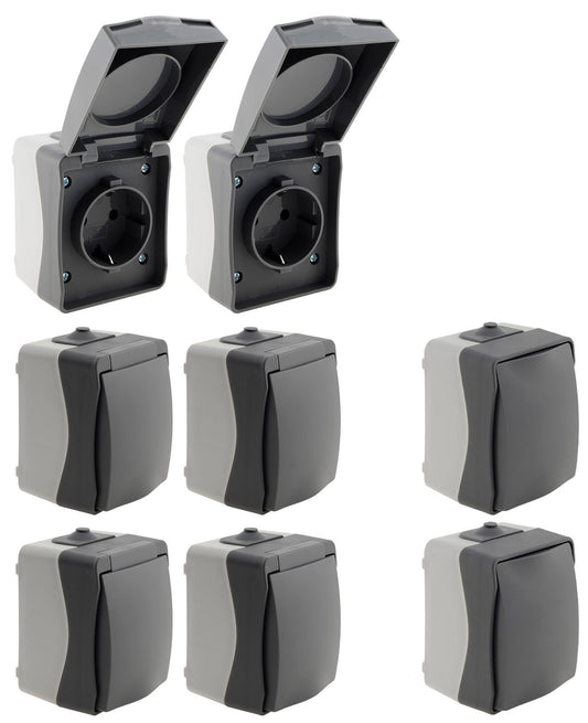 NUQUI Feuchtraum Starter-Kit 8-teilig, IP54, Aufputz, 250V~/ 16A