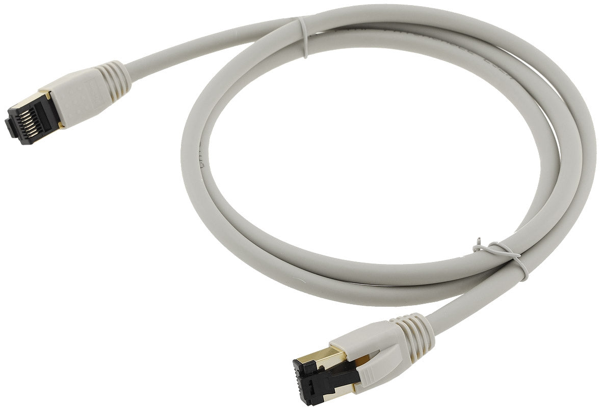 CAT 8.1 Netzwerk-Patchkabel, 1m, grau S/FTP PIMF Halogenfrei, 2x RJ45 Stecker