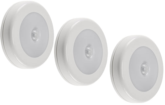 LED Leuchte mit PIR Bewegungsmelder 3er-Set, ØxH 80x22mm