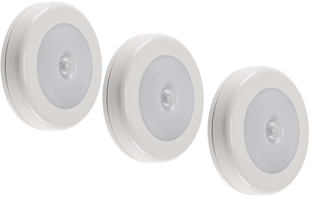 LED Leuchte mit PIR Bewegungsmelder 3er-Set, ØxH 80x22mm