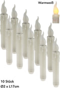 LED Stabkerze 16cm Ø2cm, 10er Pack je 2x AA Batterie