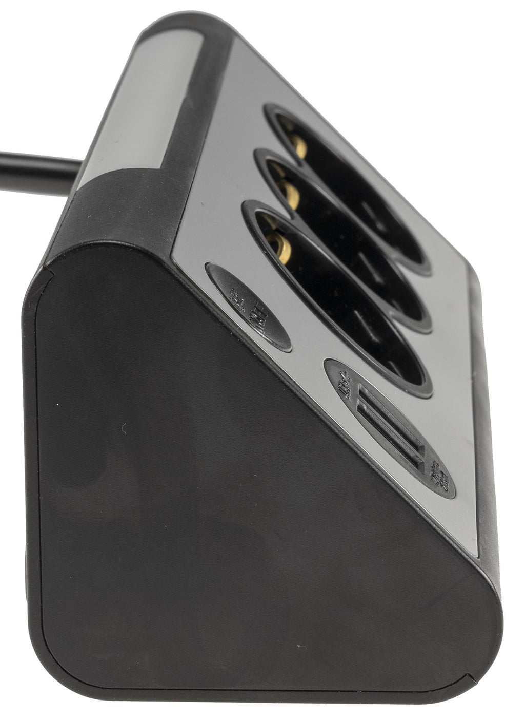 3-fach Steckdosenblock + 2x USB, silber 250V~/ 16A, Aufbaumontage, 1,5m Kabel
