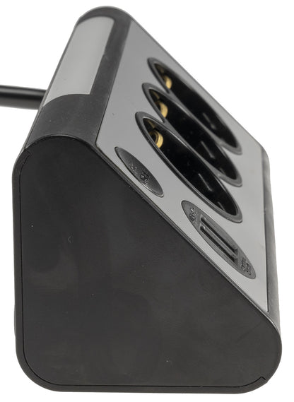 3-fach Steckdosenblock + 2x USB, silber 250V~/ 16A, Aufbaumontage, 1,5m Kabel