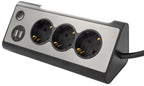 3-fach Steckdosenblock + 2x USB, silber 250V~/ 16A, Aufbaumontage, 1,5m Kabel