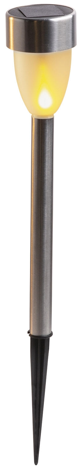 Edelstahl LED Solarleuchte, 5er Set Flackerlicht, amberfarben