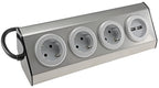 3-fach Steckdosenblock Edelstahl 2x USB 90° für Eck-&  Aufbaumontage, 1,9m Kabel