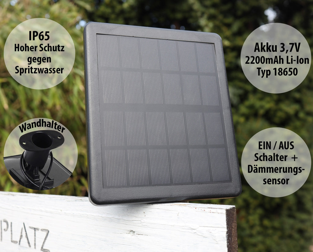 Gartenstrahler Set Solar mit 2 Spots Solarzelle, Erdspieß, 3000k, IP65
