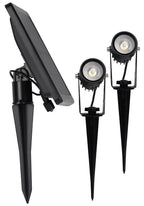 Gartenstrahler Set Solar mit 2 Spots Solarzelle, Erdspieß, 3000k, IP65
