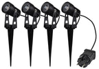 Gartenstrahler Set mit 4 Spots Netzteil, Erdspieß, 3000k, IP44