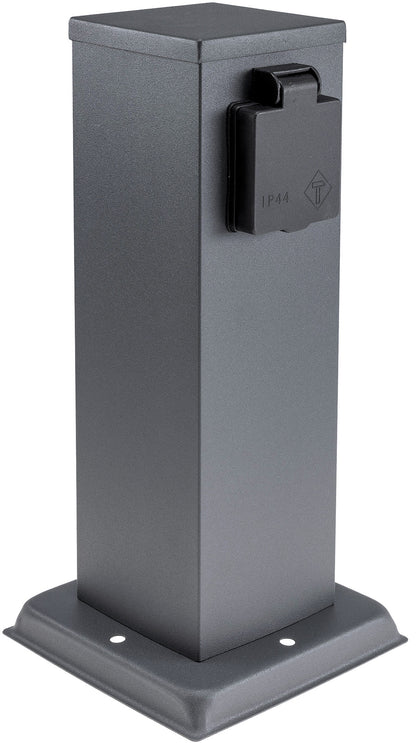 Steckdosensäule 2-fach, IP44, Anthrazit 250V~/ 16A, 13x13x27cm