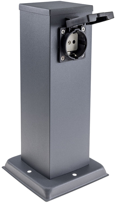 Steckdosensäule 2-fach, IP44, Anthrazit 250V~/ 16A, 13x13x27cm