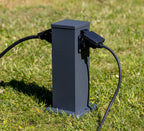 Steckdosensäule 2-fach, IP44, Anthrazit 250V~/ 16A, 13x13x27cm