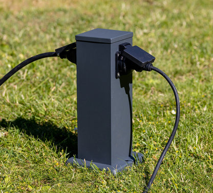 Steckdosensäule 2-fach, IP44, Anthrazit 250V~/ 16A, 13x13x27cm