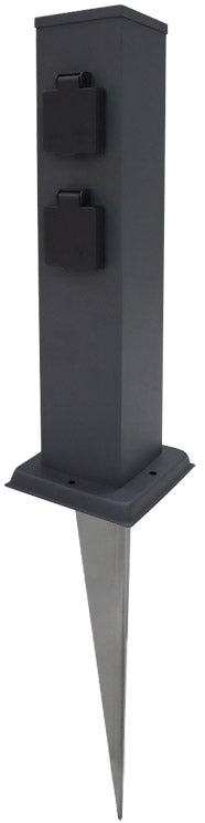 Steckdosensäule 4-fach, IP44, Anthrazit 250V~/ 16A, 13x13x40cm
