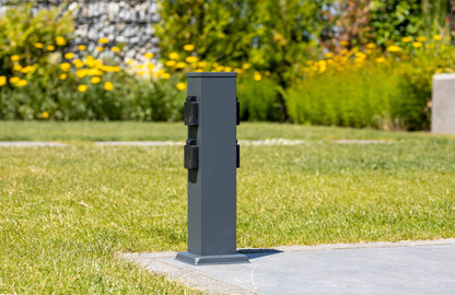 Steckdosensäule 4-fach, IP44, Anthrazit 250V~/ 16A, 13x13x40cm