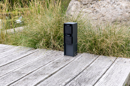 Steckdosensäule 2-fach, IP44, Anthrazit 250V~/ 16A, 8x8x23cm